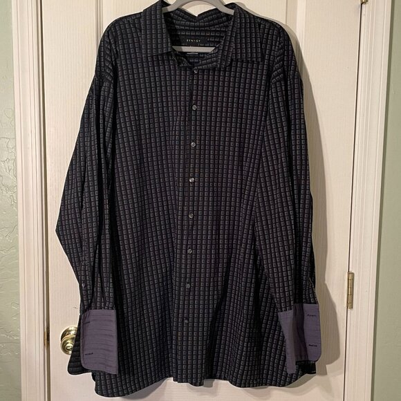 SYNRGY Men’s 4XL Big & Tall Dress Shirt - 100% Cotton - Geometric Micro-Print - Picture 2 of 9